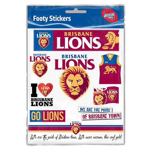 AFL Brisbane Lions Stickers Sheet - Logo & Wordmark