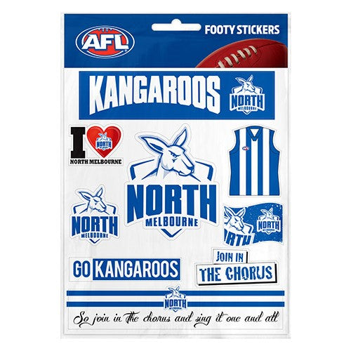 AFL North Melbourne Kangaroos Stickers Sheet - Logo & Wordmark