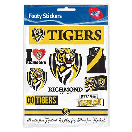 AFL Richmond Tigers Stickers Sheet - Logo & Wordmark