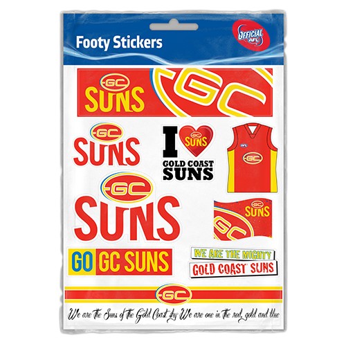 AFL Gold Coast Suns Stickers Sheet - Logo & Wordmark