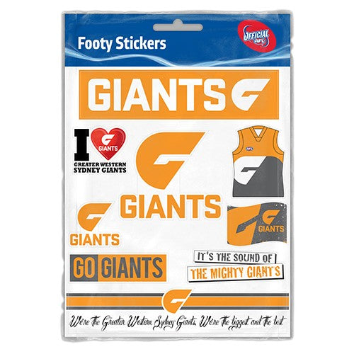 AFL Greater Western Sydney Giants Stickers Sheet -Logo & Wordmark