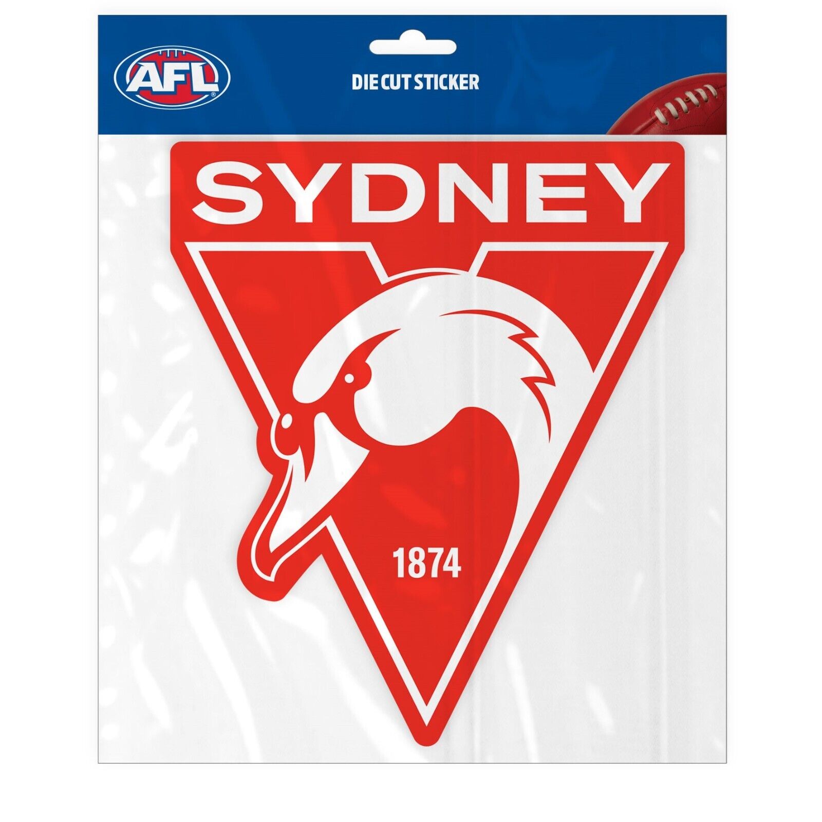 Official AFL Sticker Sydney Swans Logo 20cm(H) x 16cm(W) - Tracked Delivery