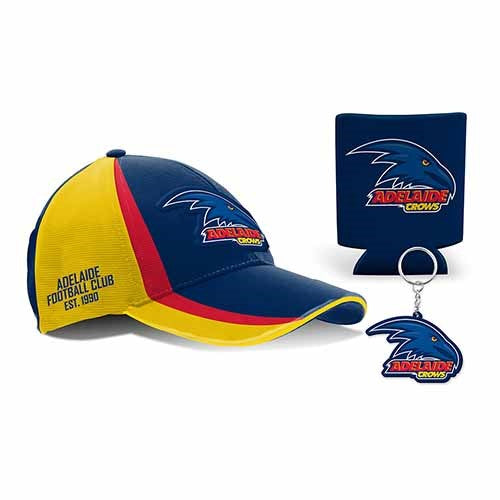 AFL Adelaide Crows Gift Pack - Hat/Cap, Can Cooler and Keyring