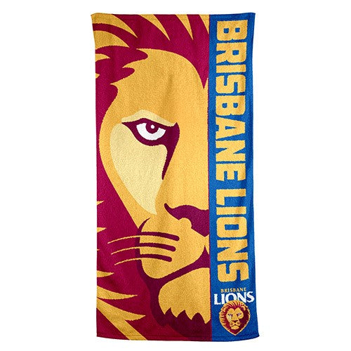 AFL Brisbane Lions Beach Towel -150x75cm (Gym, Swimming, Shower, Bath) Gift idea