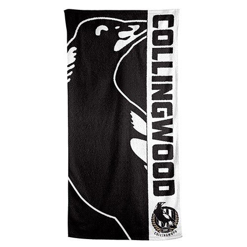 AFL Collingwood Magpies Beach Towel -150x75cm (Gym, Swimming, Shower, Bath) Gift