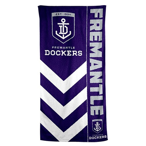 AFL Fremantle Dockers Beach Towel -150x75cm (Gym, Swimming, Shower, Bath) Gift