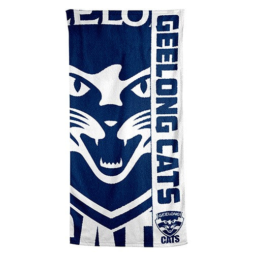 AFL Geelong Cats Beach Towel -150x75cm (Gym, Swimming, Shower, Bath) Gift Idea