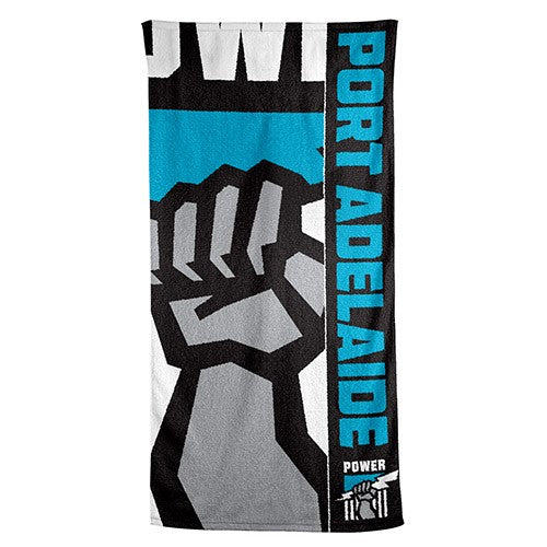 AFL Port Adelaide Power Beach Towel -150x75cm (Gym, Swimming, Shower, Bath) Gift