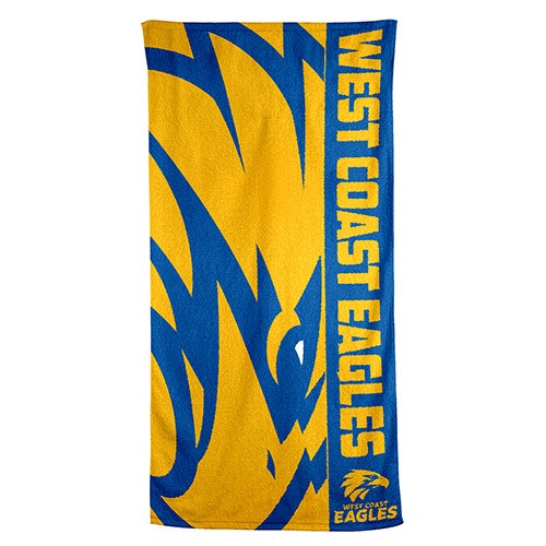 AFL West Coast Eagles Beach Towel - 150x75cm (Gym, Swimming, Shower, Bath) Gift