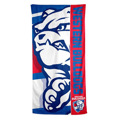 AFL Western Bulldogs Beach Towel - 150x75cm (Gym, Swimming, Shower, Bath) Gift