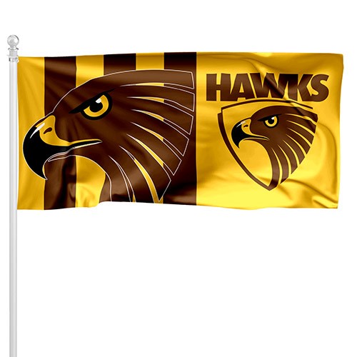 AFL Hawthorn Hawks - Large Flag Pole Style - 180cm x 90cm (Pole not included)