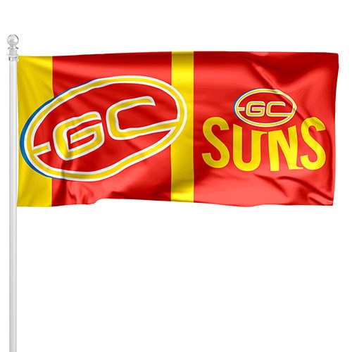 AFL Gold Coast Suns - Large Flag Pole Style - 180cm x 90cm (Pole not included)