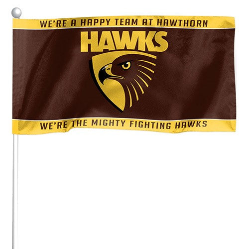 AFL Hawthorn Hawks - Set of 2 Mini Flags - 24.5cm x 12.4cm