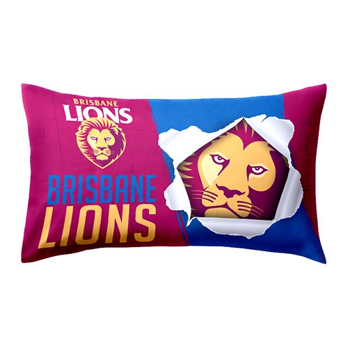 AFL Brisbane Lions - Single Pillow case - 73cm x 48cm -Team Logo & Colours