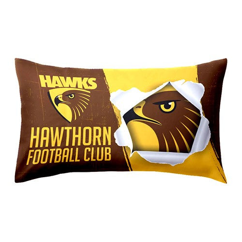 AFL Hawthorn Hawks - Single Pillow case - 73cm x 48cm -Team Logo & Colours