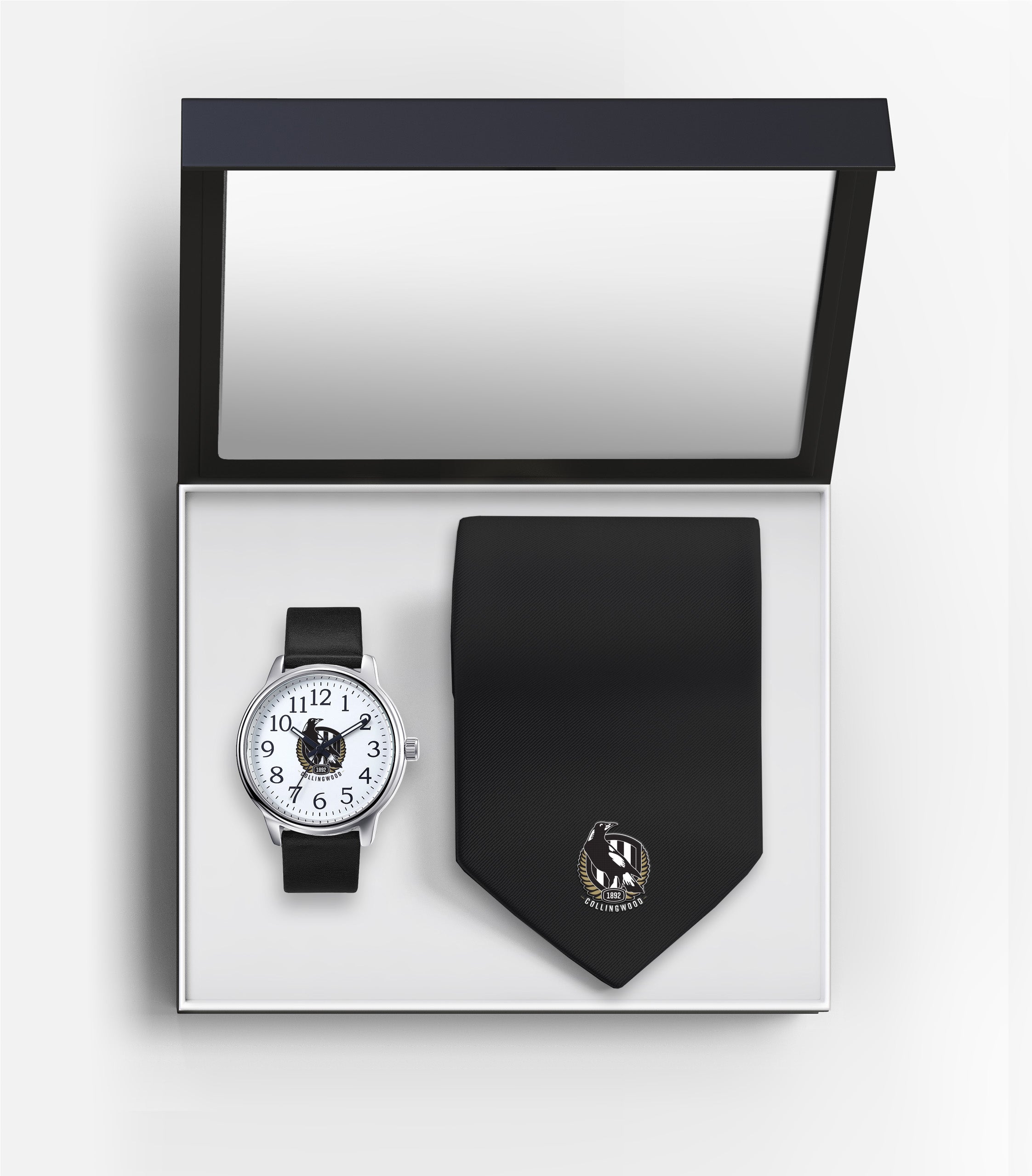 AFL Collingwood Magpies Watch & Tie Gift Set - Fathers Day or Christmas Present