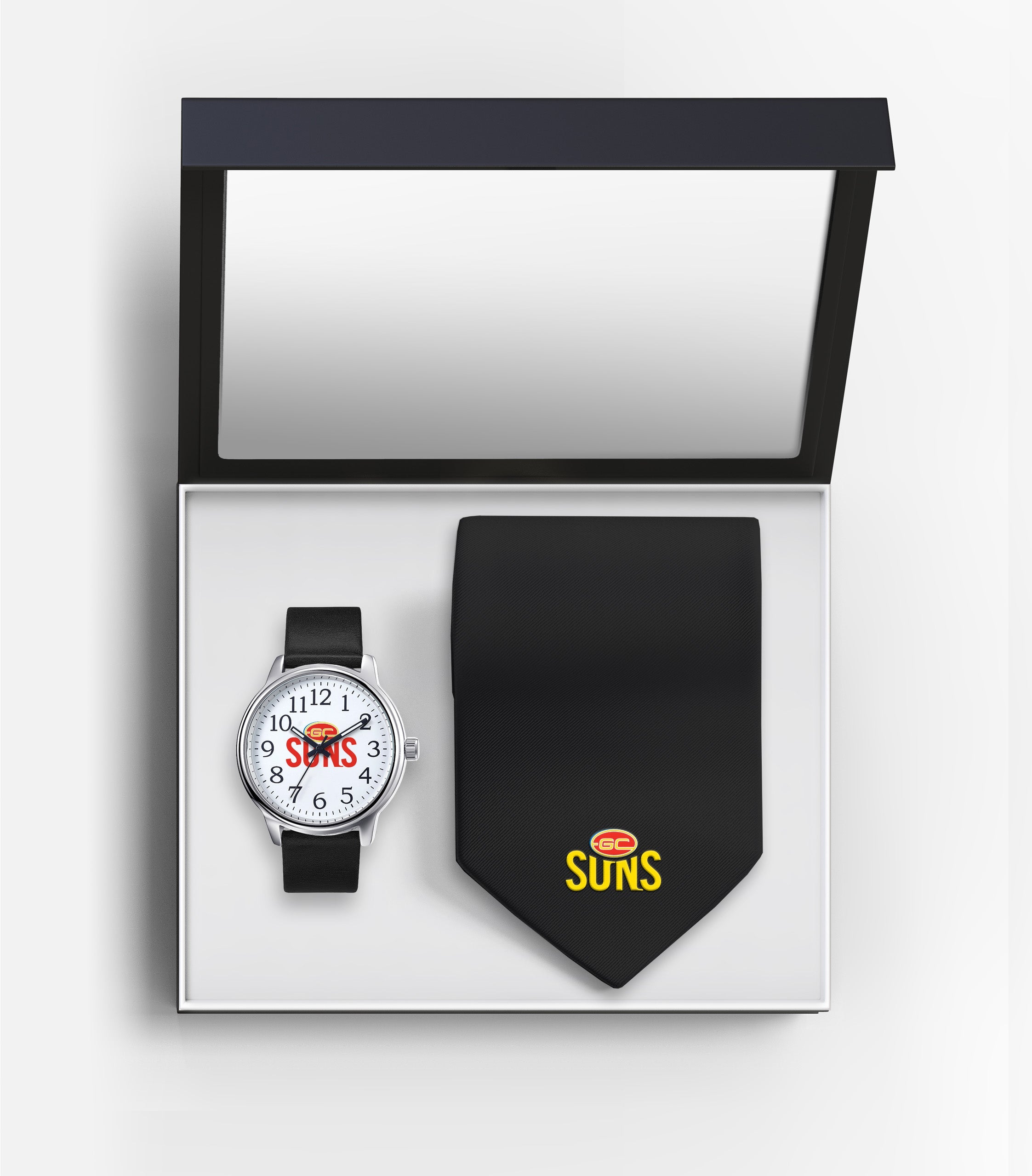 AFL Gold Coast Suns Watch & Tie Gift Set - Fathers Day or Christmas Present