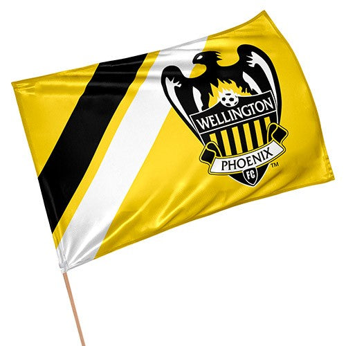 A-League Wellington Phoenix Game Day Flag 60cm x 90cm + 1 metre wooden pole