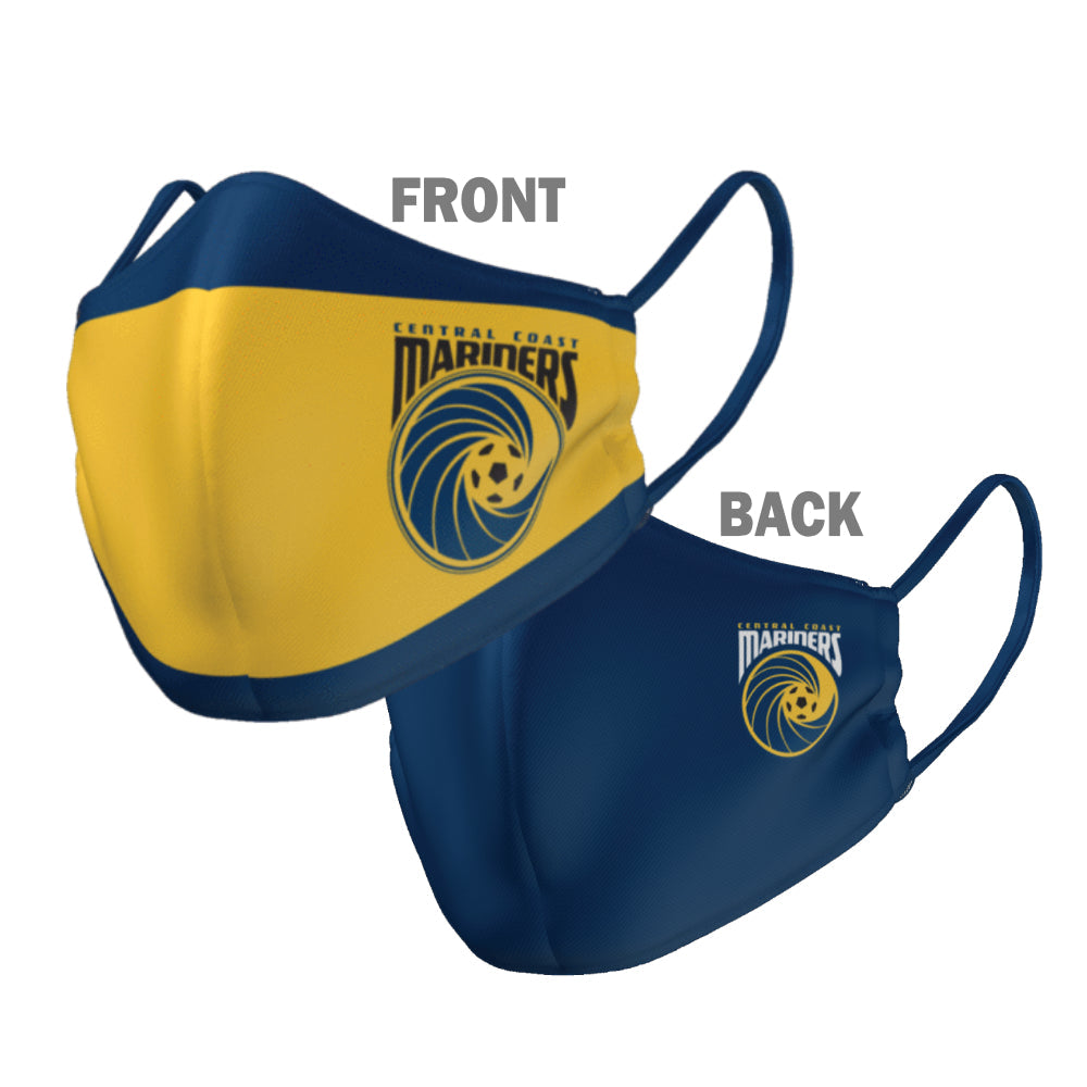 A-League Central Coast Mariners Face Mask Reversible Washable - Large or Small