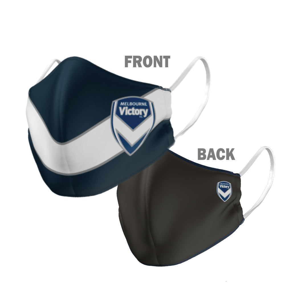 A-League Melbourne Victory Face Mask Reversible Washable: Sizes:Large,Small,Kids