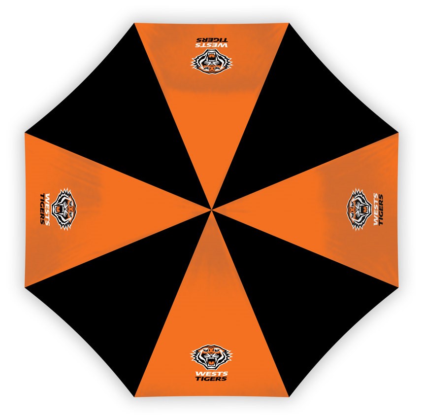 NRL Wests Tigers Compact Umbrella - Glovebox Suitable - Gift idea