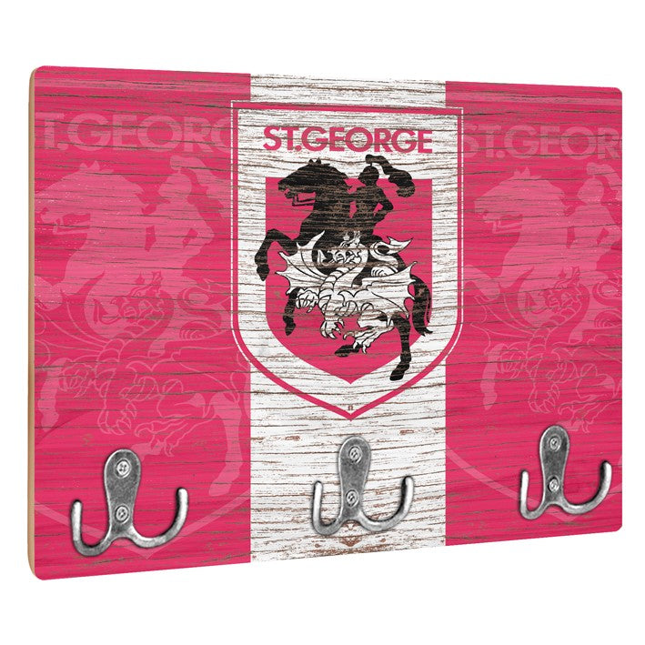 NRL Heritage St George Dragons Wall Key Rack Holder - Retro - Gift