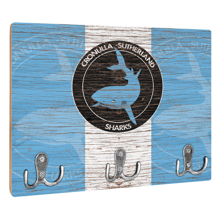 NRL Heritage Cronulla Sutherland Sharks Wall Key Rack Holder - Retro - Gift