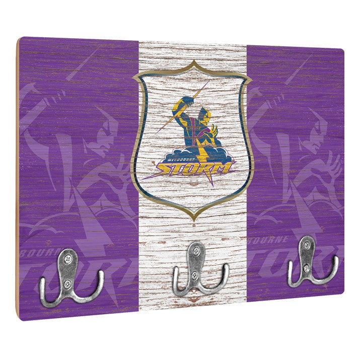 NRL Heritage Melbourne Storm Wall Key Rack Holder - Retro - Gift