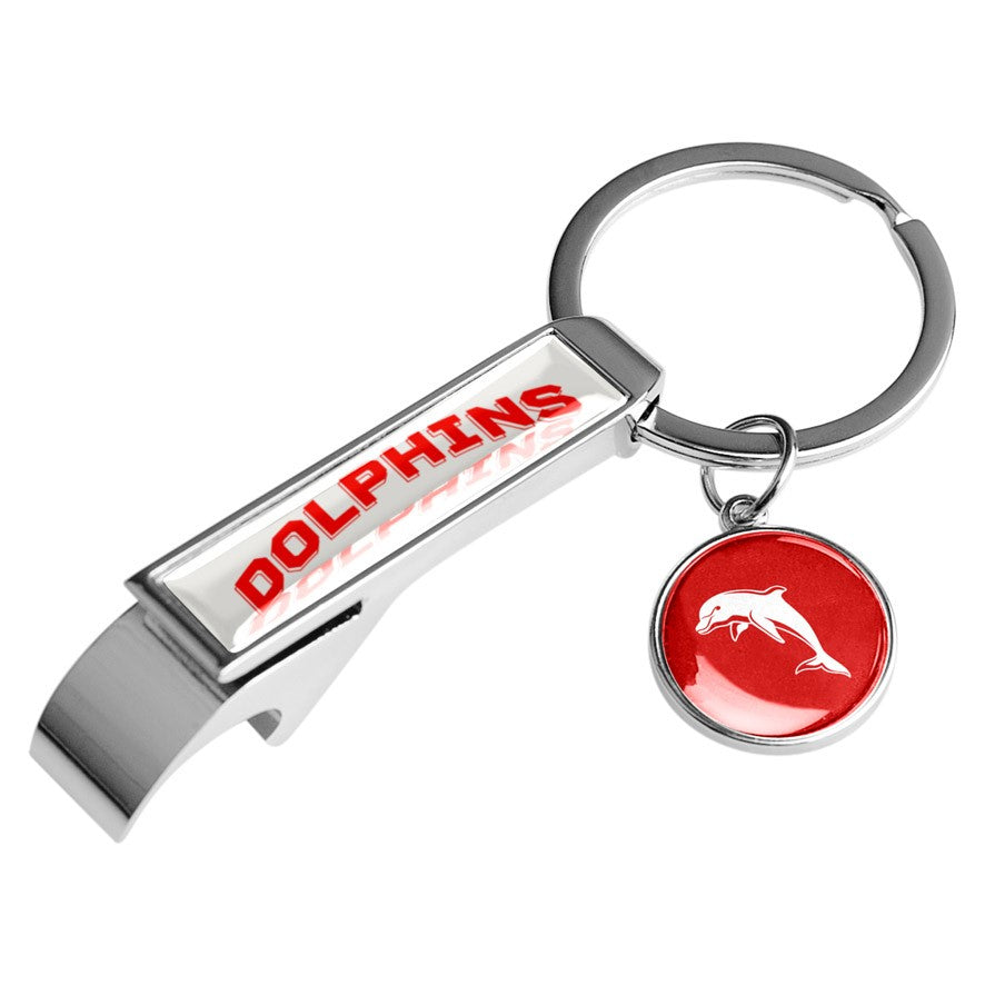 NRL Redcliffe Dolphins Metal Keyring Bottle opener with Pendant