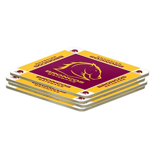 NRL Brisbane Broncos Coasters - Pack of 4 Coasters - Gift Idea