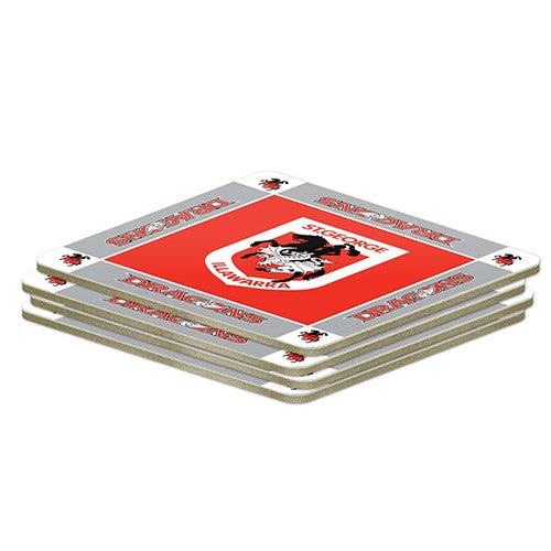 NRL St George Dragons Coasters - Pack of 4 Coasters - Gift Idea