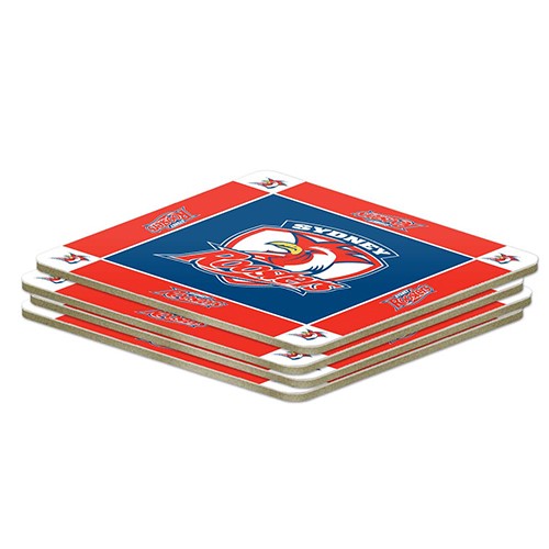 NRL Sydney Roosters Coasters - Pack of 4 Coasters - Gift Idea