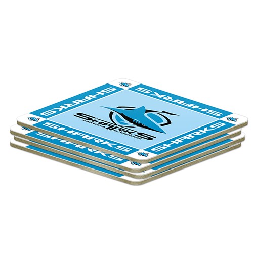 NRL Cronulla Sharks Coasters - Pack of 4 Coasters - Gift Idea