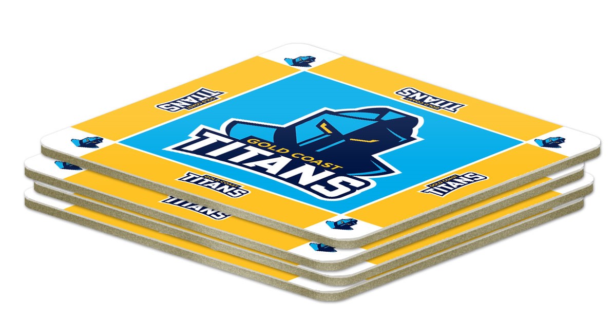 NRL Gold Coast Titans Coasters - Pack of 4 Coasters - Gift Idea