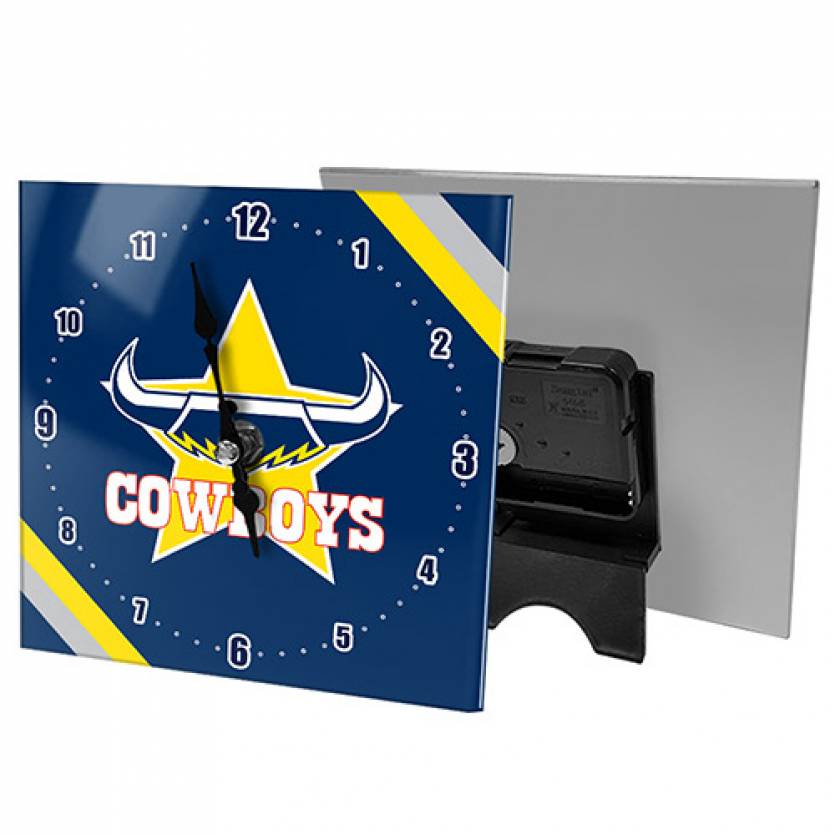 NRL North Queensland Cowboys Mini Glass Desk Clock - Gift Idea