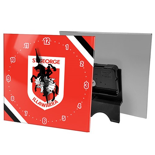 NRL St George Illawarra Dragons Mini Glass Desk Clock - Gift Idea