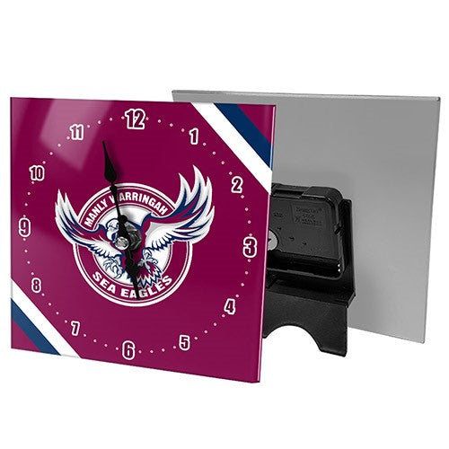 NRL Manly Warringah Sea Eagles Mini Glass Desk Clock - Gift Idea