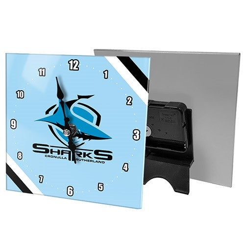 NRL Cronulla Sutherland Sharks Mini Glass Desk Clock - Gift Idea