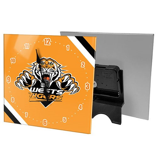 NRL Wests Tigers Mini Glass Desk Clock - Gift Idea