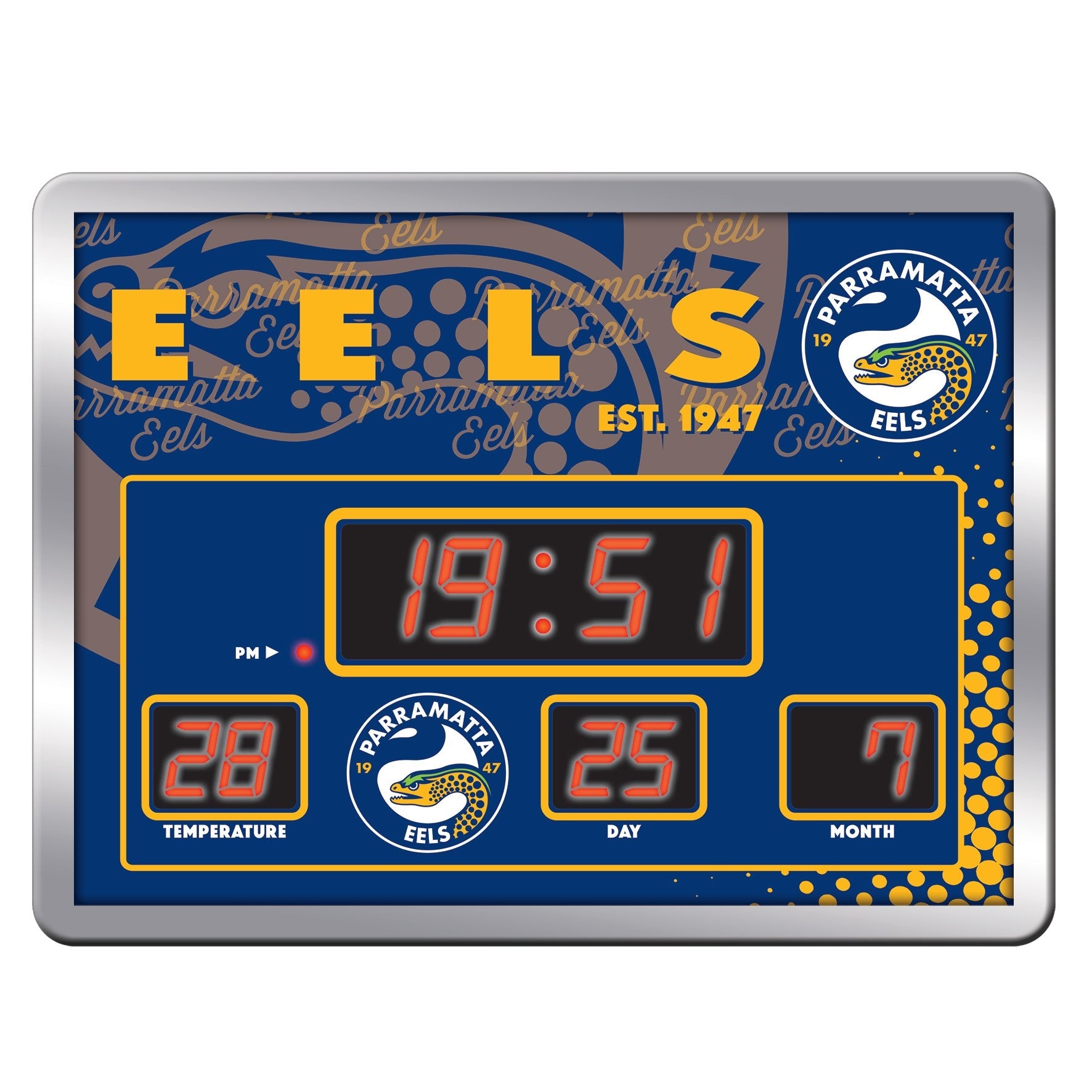 NRL Parramatta Eels LED Scoreboard Clock Date Time Temp 45cm(W) x 33cm(H)