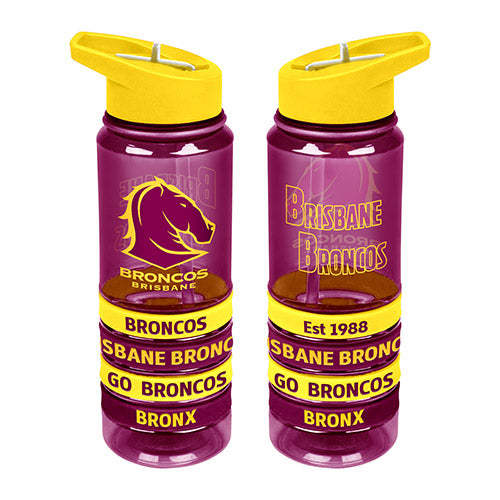 NRL Brisbane Broncos Tritan Drink Bottle with Wrist Bands - Gift Idea