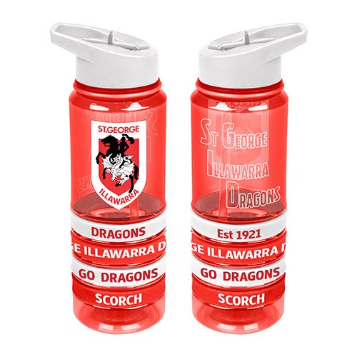 NRL St George Illawarra Dragons Tritan Drink Bottle with Wrist Bands - Gift Idea