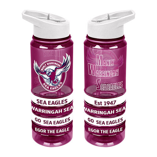 NRL Manly Sea Eagles Tritan Drink Bottle with Wrist Bands - Gift Idea