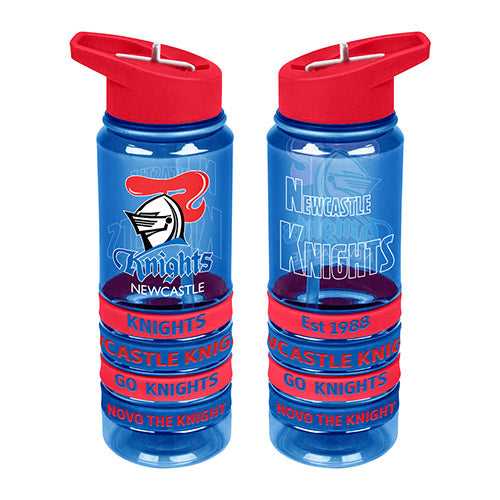 NRL Newcastle Knights Tritan Drink Bottle with Wrist Bands - Gift Idea