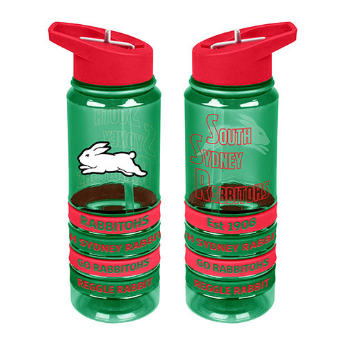 NRL South Sydney Rabbitohs Tritan Drink Bottle with Wrist Bands - Gift Idea