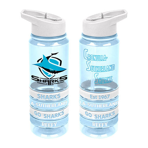 NRL Cronulla Sharks Tritan Drink Bottle with Wrist Bands - Gift Idea