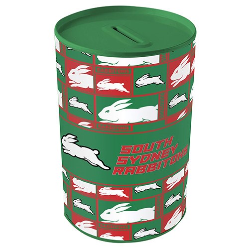 NRL South Sydney Rabbitohs Tin Money Box with Coin Slot -Christmas Birthday Gift