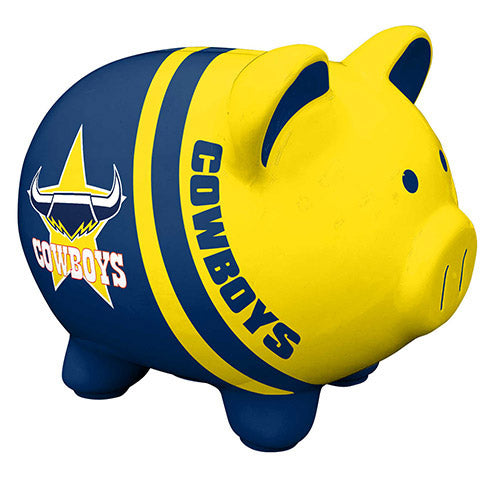 NRL North Queensland Cowboys Piggy Bank Money Box with Coin Slot - Great Gift