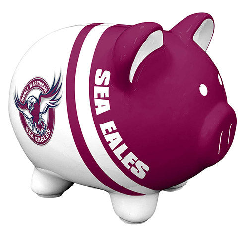 NRL Manly Sea Eagles Piggy Bank Money Box with Coin Slot - Great Gift