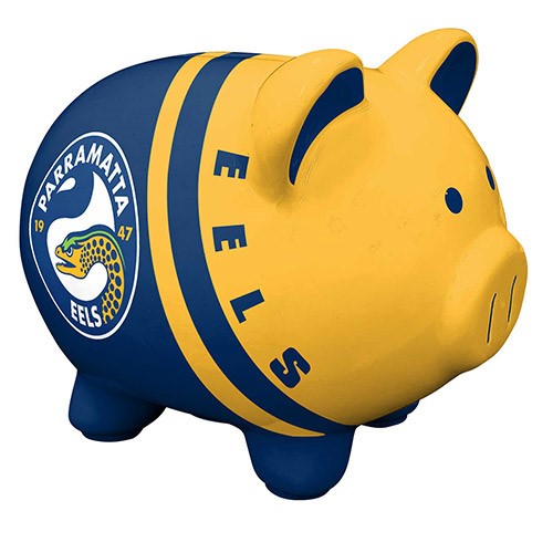 NRL Parramatta Eels Piggy Bank Money Box with Coin Slot - Great Gift